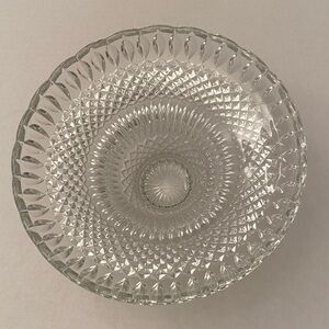 Crystal Pedestal Bowl Compote or Centerpiece Bowl Diamond Cut Pattern Scalloped